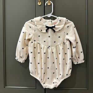 Adorable Velour Bow Romper - 18 months